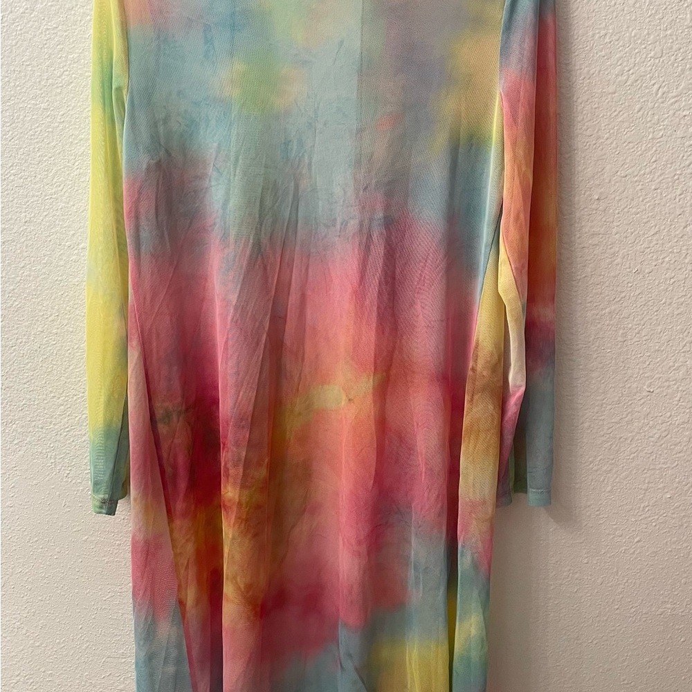 Colorful Tie-Dye Open Cardigan Mesh - Picture 4 of 4